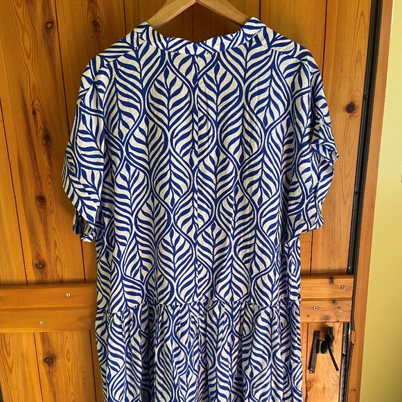 H&M Blue and White Flowy Dress, Size L - Picture 3 of 5